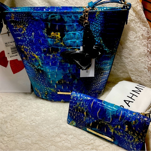 2 PCs. NWT BRAHMIN PHTHALO QUINN CROSSBODY & ADY WALLET - Picture 4 of 13